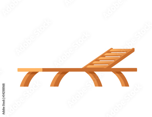 Beach wooden lounger summer sunbed vector illustration isolated on white background