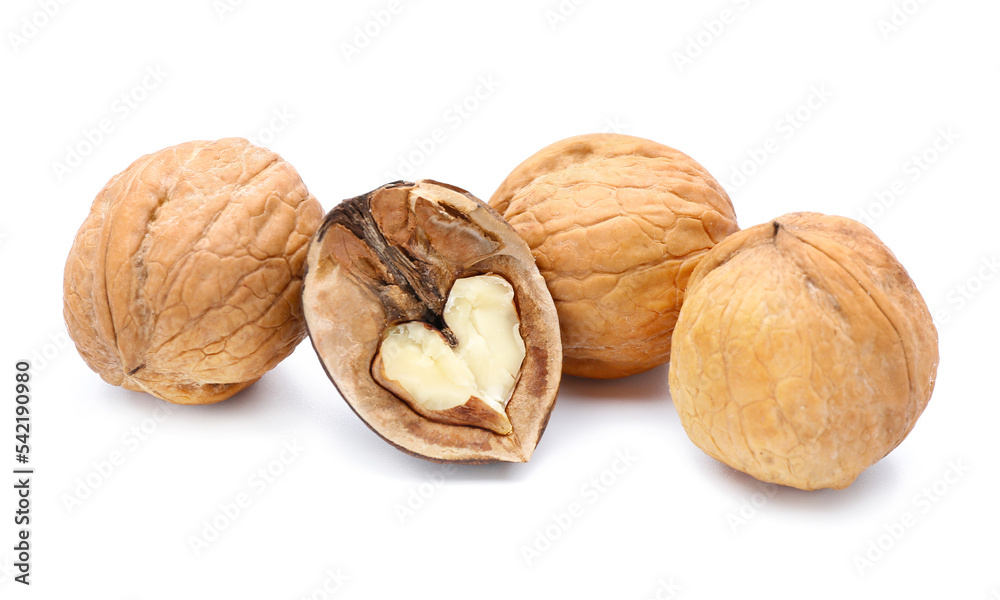 Heap of walnuts isolated on white background Heap of walnuts isolated on white background