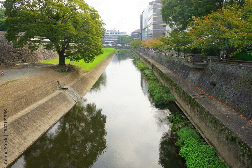 Kumamoto-jo or Kumamoto Castle in Kumamoto, Japan - 日本 熊本県 熊本城 お濠 Kumamoto-jo or Kumamoto Castle in Kumamoto, Japan - 日本 熊本県 熊本城 お濠