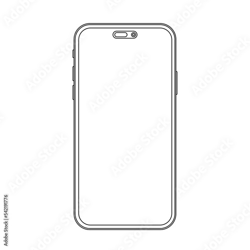 Outline line phone mockup for any project vector illustration. New trendy version stroke style smartphone. photo