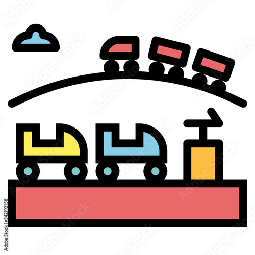 roller coaster filled outline icon style