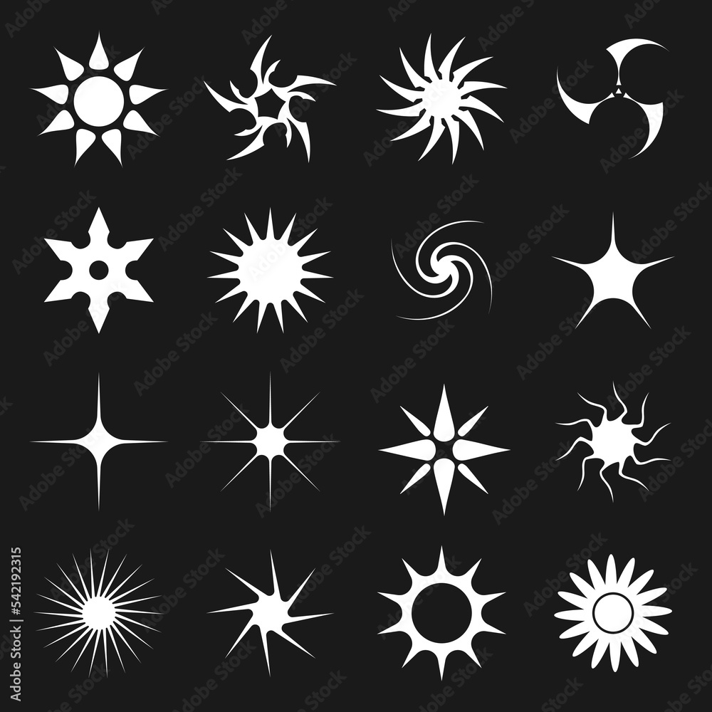 Set of retrofuturistic design elements, perspective grids.