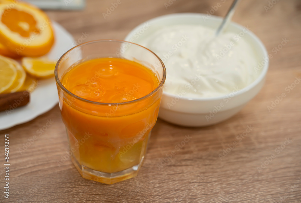 Chicken yolks in a glass for making pie dough. Chicken yolks in a glass for making pie dough.