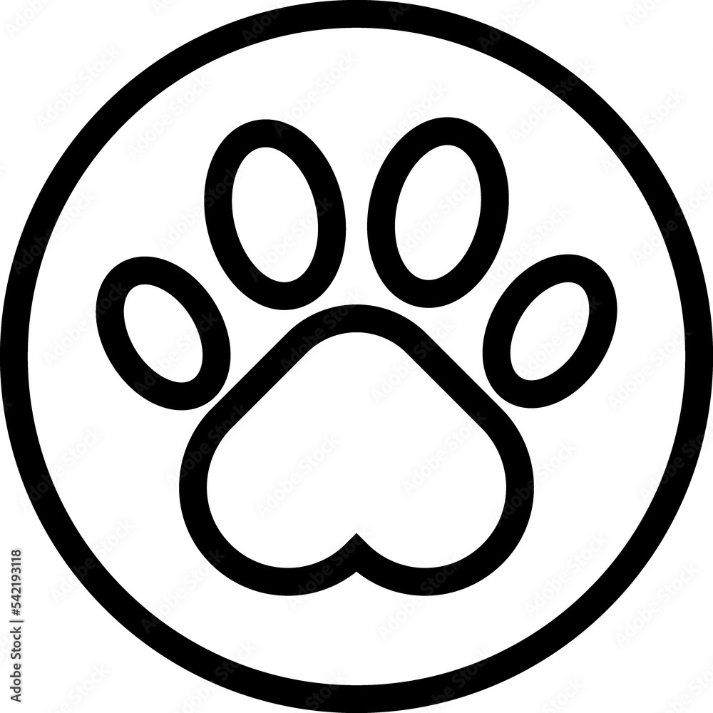 dog paw line icon