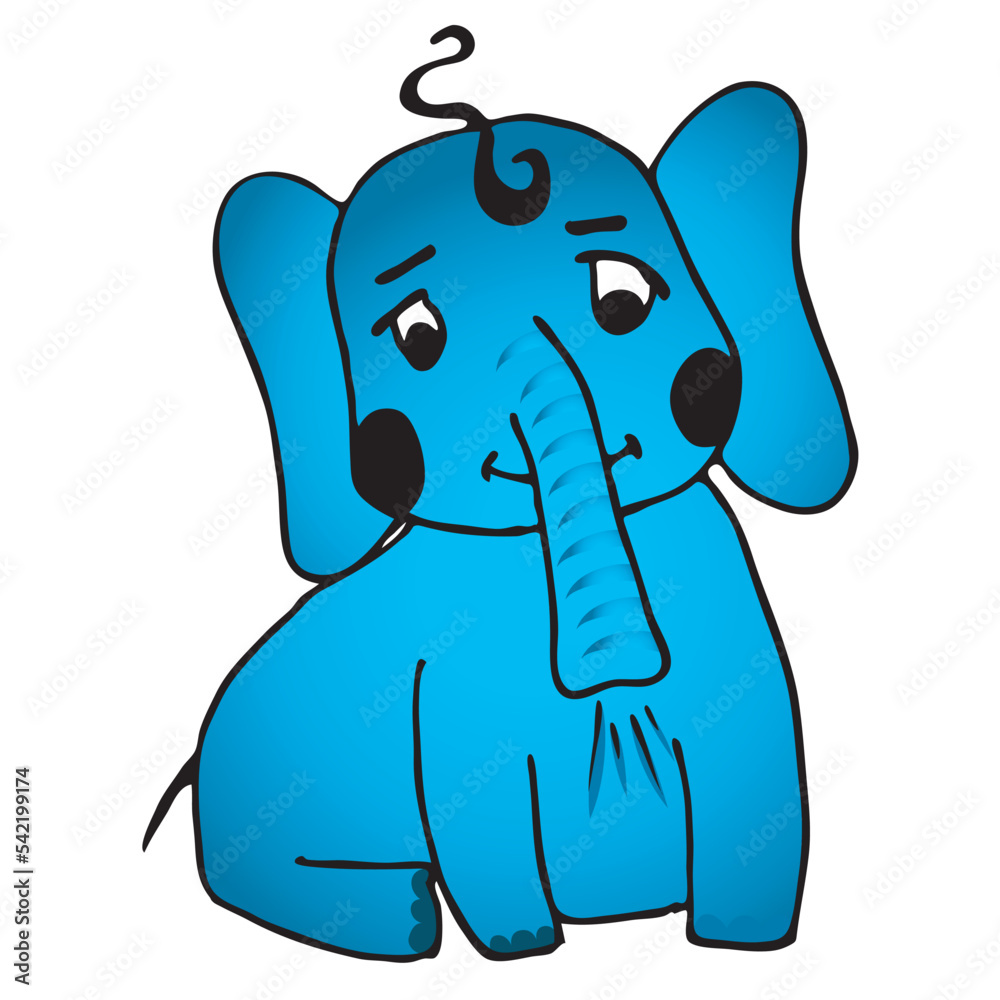 Fototapeta premium the little blue elephant is sitting quietly