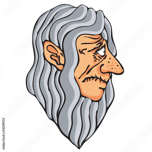 an old granny with a restless face