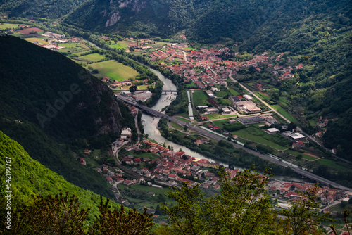 view of the Valsugana and Brenta river, Solagna, Veneto, Italy Fototapet