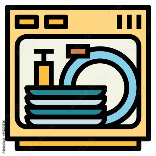 dishwasher filled outline icon style
