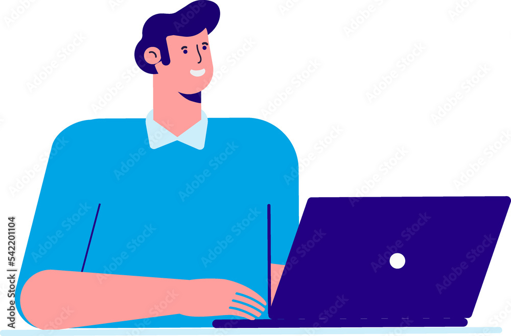 Man working Laptop flat illustration Man working Laptop flat illustration