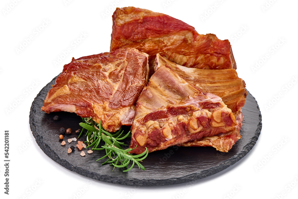 Smoked ribs, isolated on white background. High resolution image. Smoked ribs, isolated on white background. High resolution image.