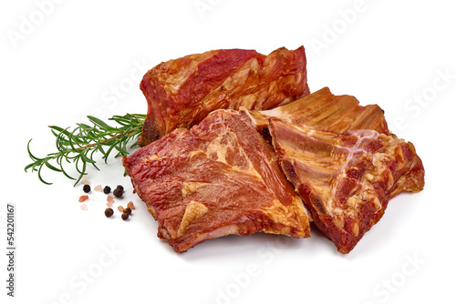Smoked ribs  isolated on white background. High resolution image.