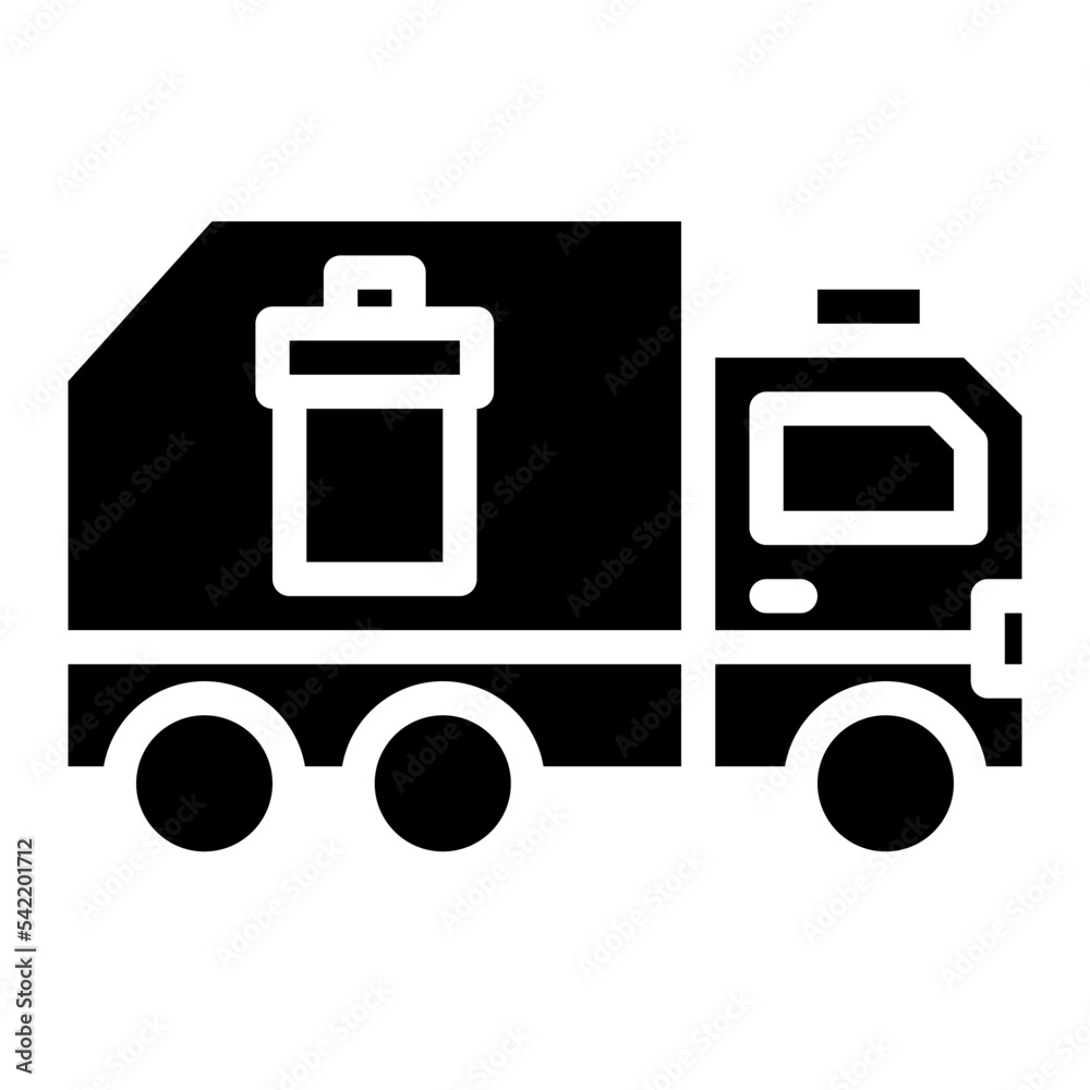 garbage truck glyph icon style