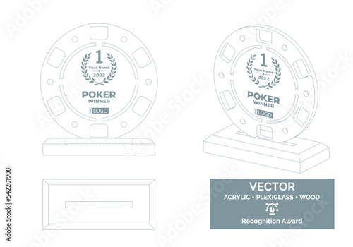 Casino trophy vector template, Poker tournament trophy template, Casino championship award