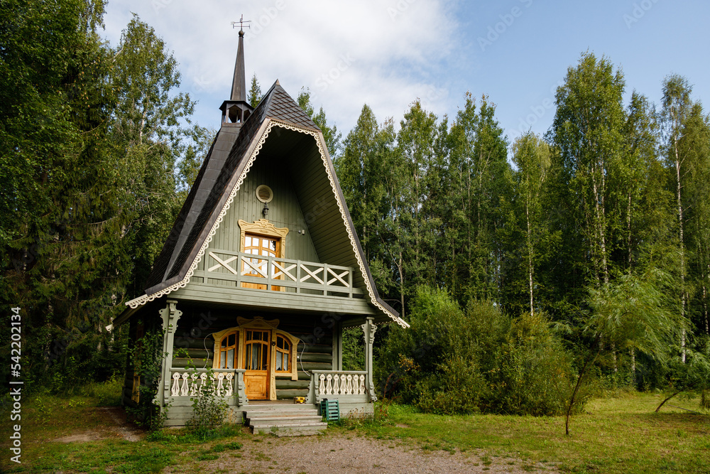 Mandrogi, Russia , Karelia Region, , a house in traditional style of the village on the Svir river bank
