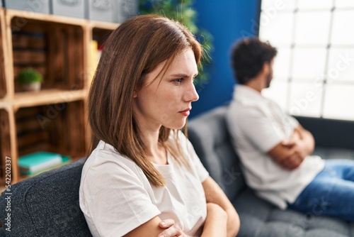 Man and woman couple arguing at home