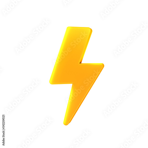3D Lightning bolt icon for application or on the web, Weather or energy concept. 3d illustration.