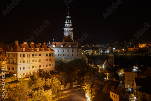 night view to Cesky Krumlov castle - Czech republic