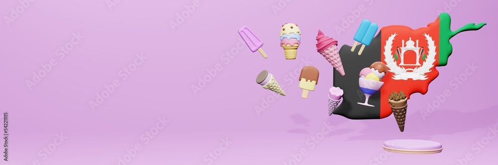 3d rendering of ice cream consumption in Afghanistan for social media content