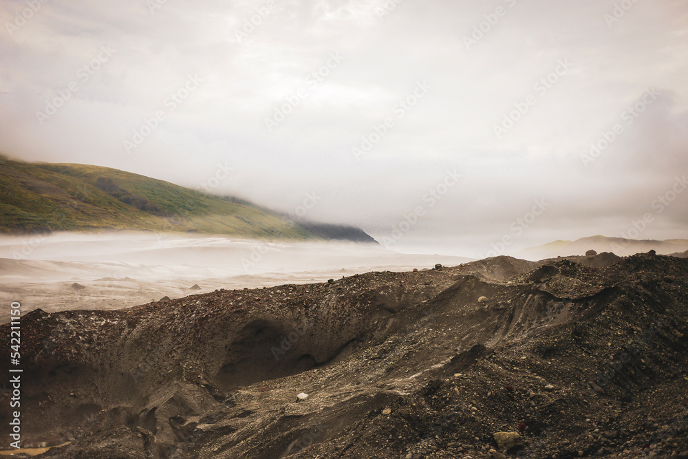 country volcanic landscape with volcano