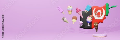 Obraz na płótnie 3d rendering of ice cream consumption in Afghanistan for social media content w salonie