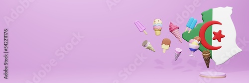 Obraz na płótnie 3d rendering of ice cream consumption in Algeria for social media content w salonie