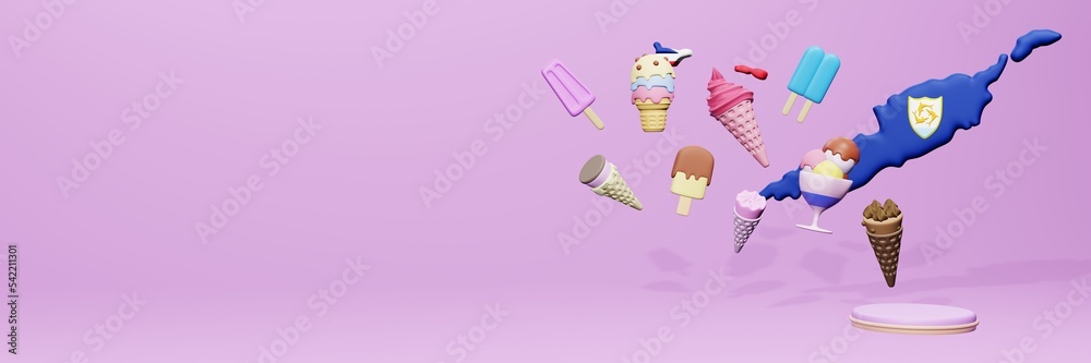3d rendering of ice cream consumption in Anguilla for social media content