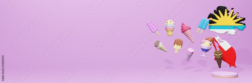 3d rendering of ice cream consumption in Antiqua and barbuda for social media content