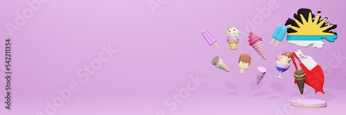 Obraz na płótnie 3d rendering of ice cream consumption in Antiqua and barbuda for social media content w salonie