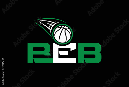 Basketball Logo, American Logo Sport. letter B, E, OR BEB logo with black backgound. photo