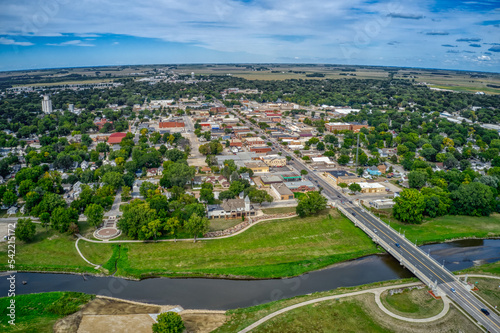 Aerial View of the small Iowa Town of Spencer