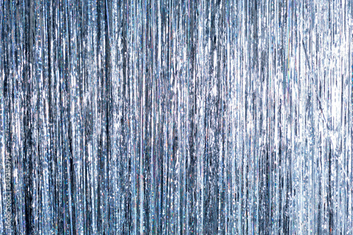 Silvery shiny tinsel abstract background photo