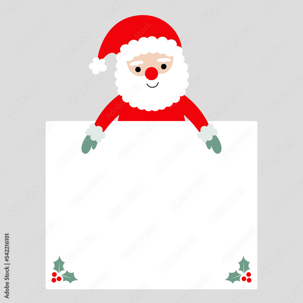 Christmas vector card with Santa and blank page