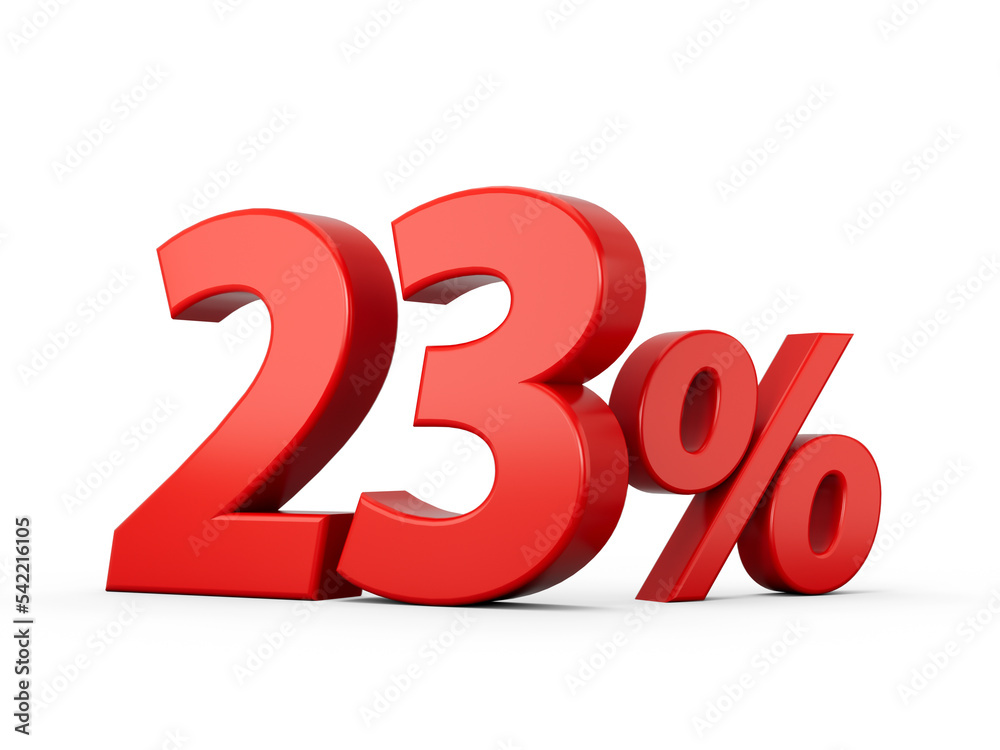 3d Red 23% Twenty three Percent Sign on White Background 3d illustration 3d Red 23% Twenty three Percent Sign on White Background 3d illustration