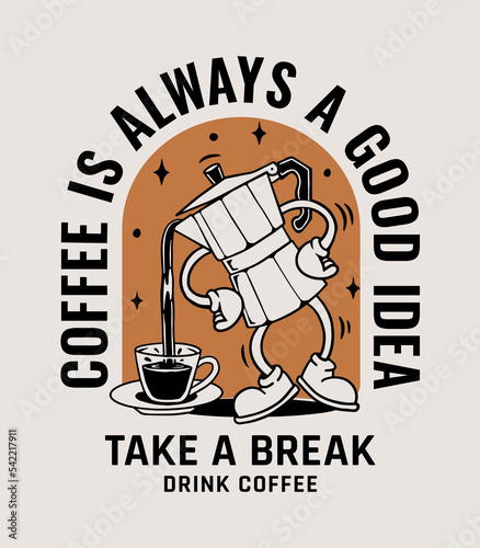 Coffee design. Hand-drawn vector graphics for t-shirt prints, posters and other uses.