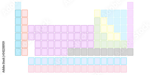 schema di tabella periodica degli elementi vuota su sfondo trasparente photo