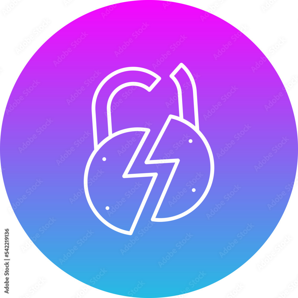 Broken Lock Gradient Circle Line Inverted Icon Broken Lock Gradient Circle Line Inverted Icon