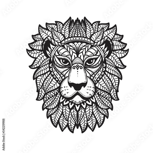 Hand drawn doodle zentangle lion illustration