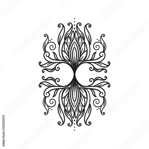 vintage floral design Vector Black and White