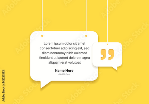 3D bubble testimonial banner, quote, infographic. Social media post template designs for quotes. Empty speech bubbles, quote bubbles and text box. Vector Illustration EPS10. photo