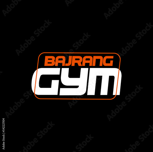 Bajrang Gym typography symbol. Bajran is a Lord Hanuman name.