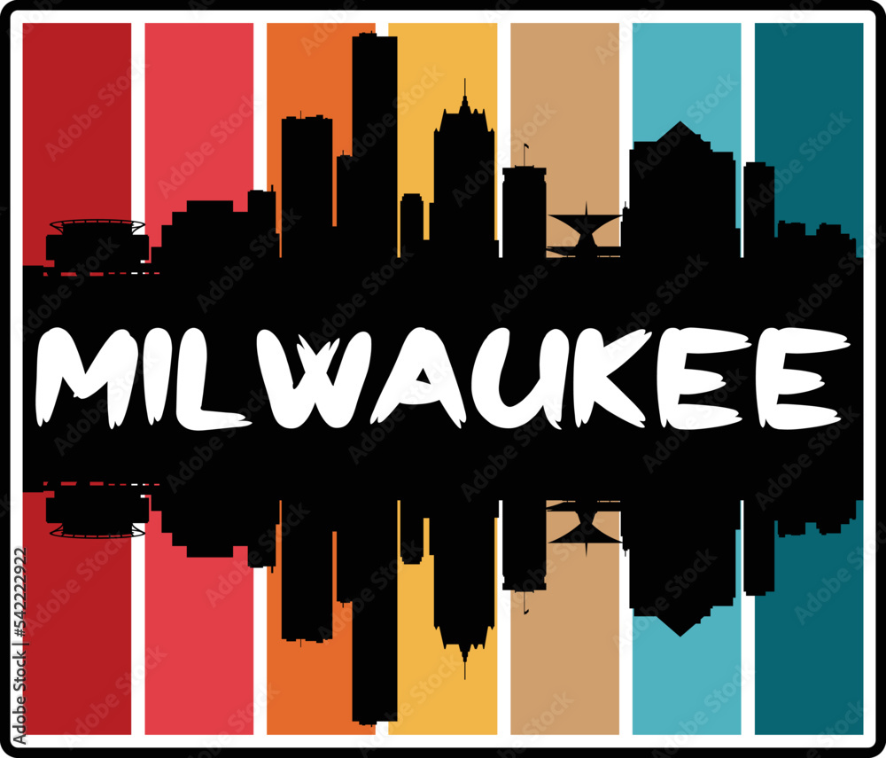 Milwaukee Wisconsin USA Skyline Sunset Travel Souvenir Sticker Logo ...