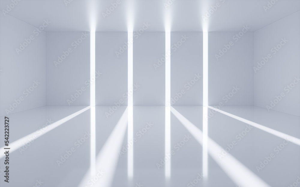 White abstract geometric architecture, Interior geometry scene, 3d rendering.