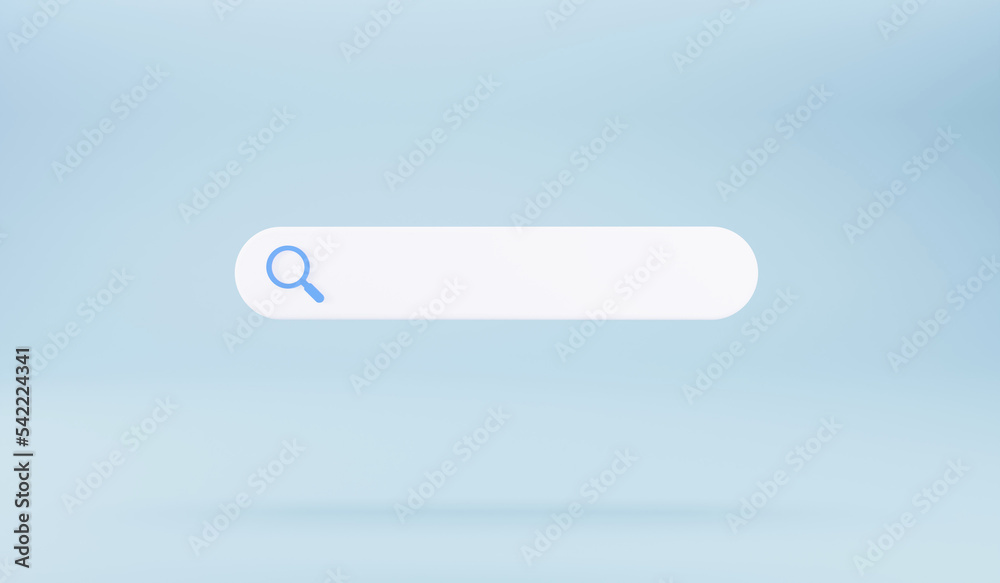 3d search bar on blue background. 3d render 3d search bar on blue background. 3d render