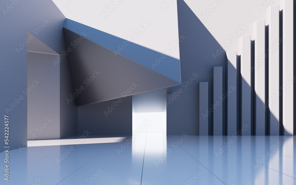 Gray abstract geometric architecture, outdoor architecture scene, 3d rendering.