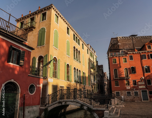 Colorful architectural detail of building in Venice  Italy