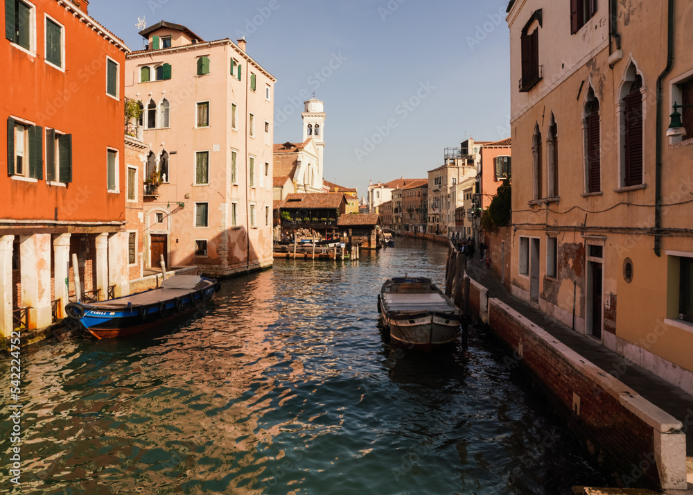 Venetian Canal, boats and buildings 