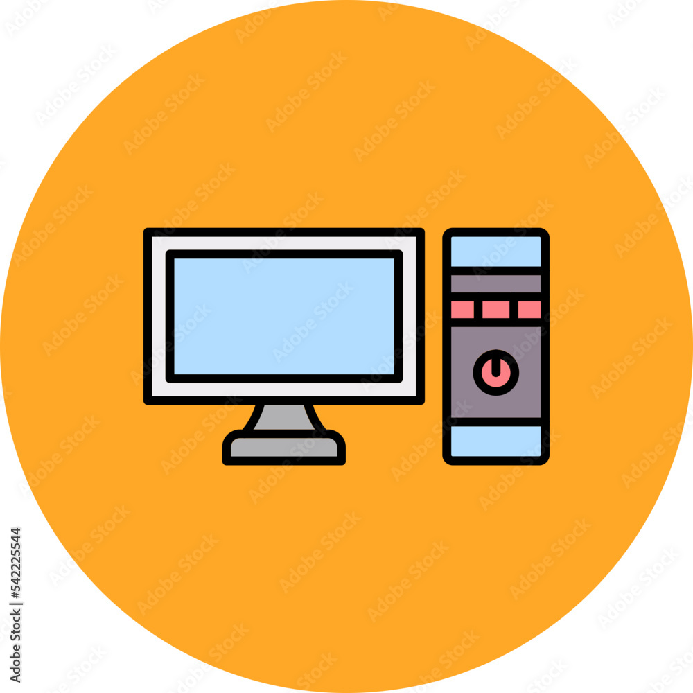 Computer Multicolor Circle Filled Line Icon Computer Multicolor Circle Filled Line Icon