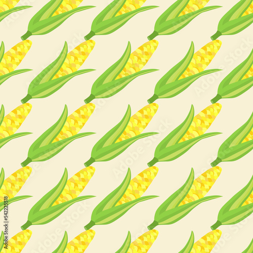 Corn plants seamless pattern. Corn cobs endless wallpaper.