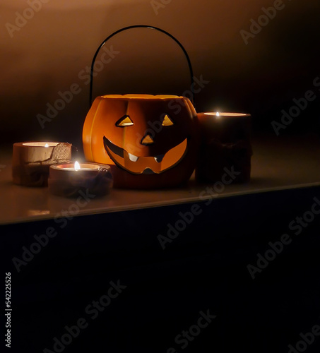 halloween pumpkin and candles