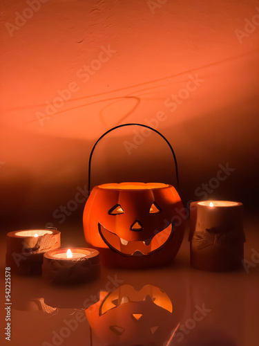halloween pumpkin and candles